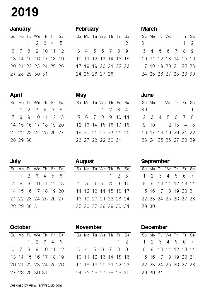 Kalender 2019 PNG Gambar