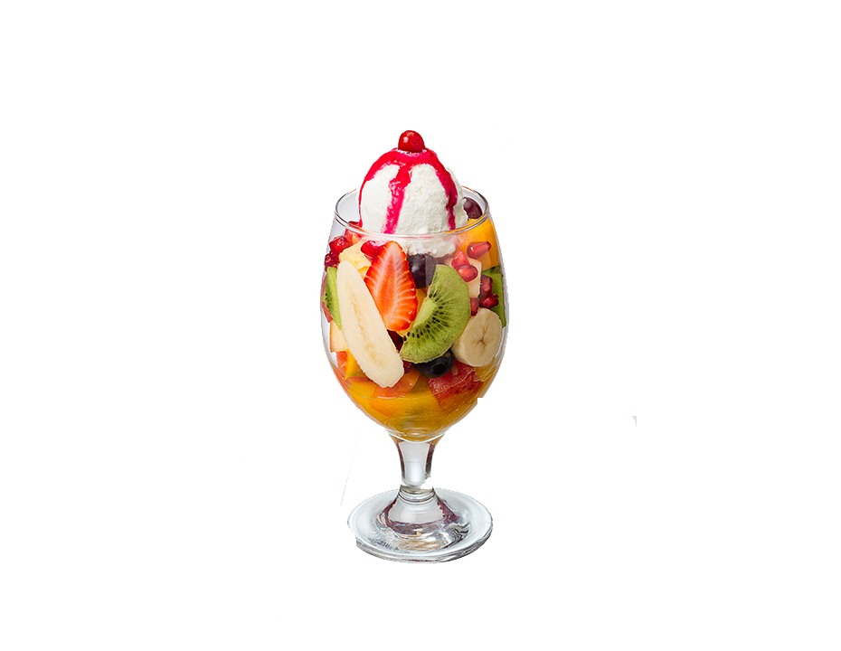 Fruchtsalat mit Eiscreme Transparentes Bild