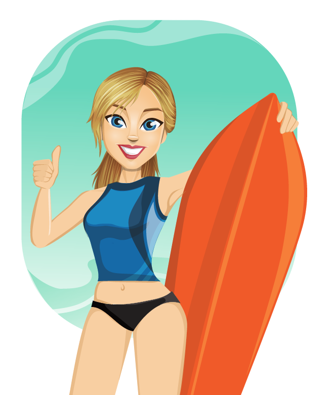 Girl Surfing PNG Background Image