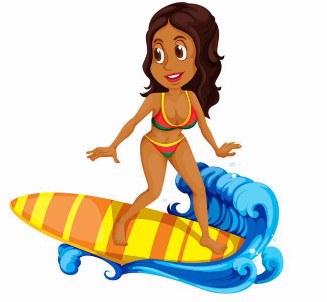 Girl Surfing PNG Image