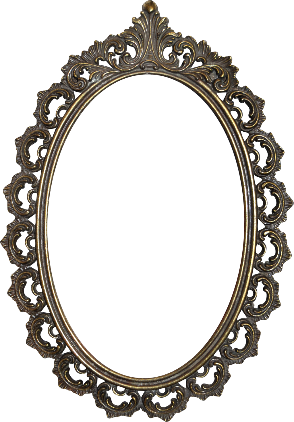 Image PNG de cadre de miroir doré avec fond Transparent