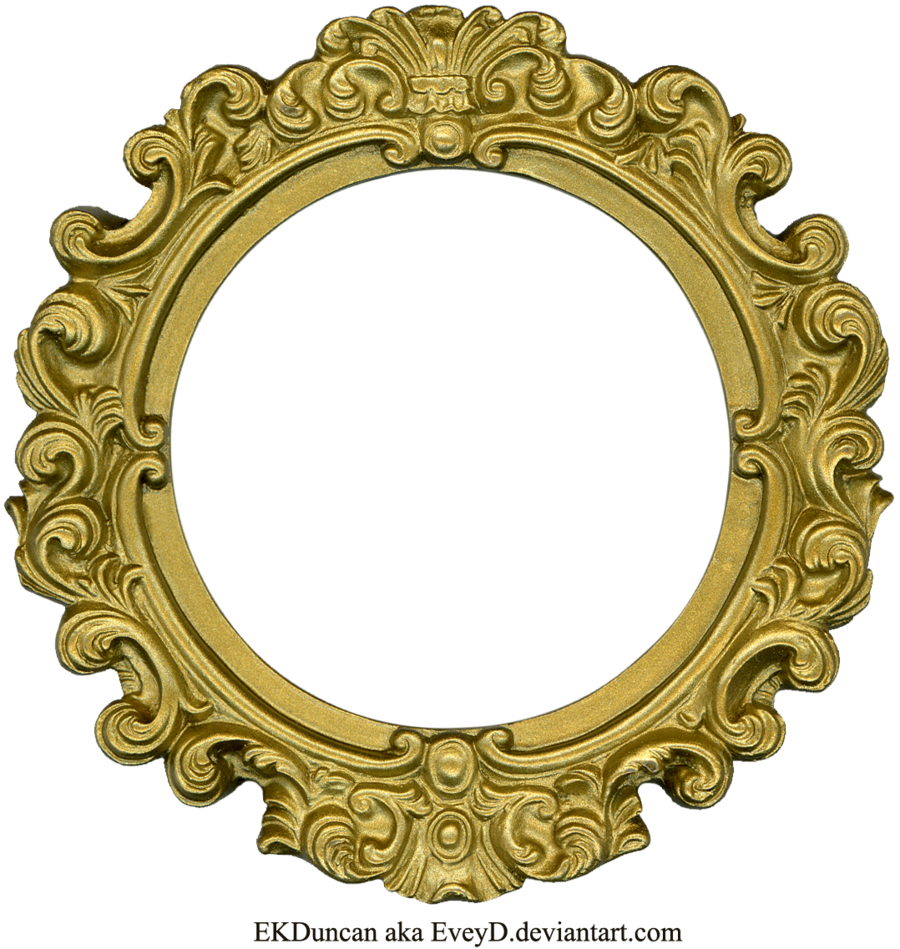 Golden Mirror Frame PNG Image