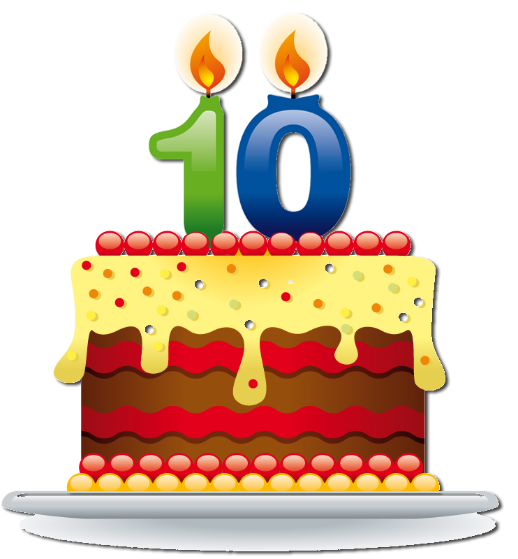 Feliz 10o aniversário PNG imagem