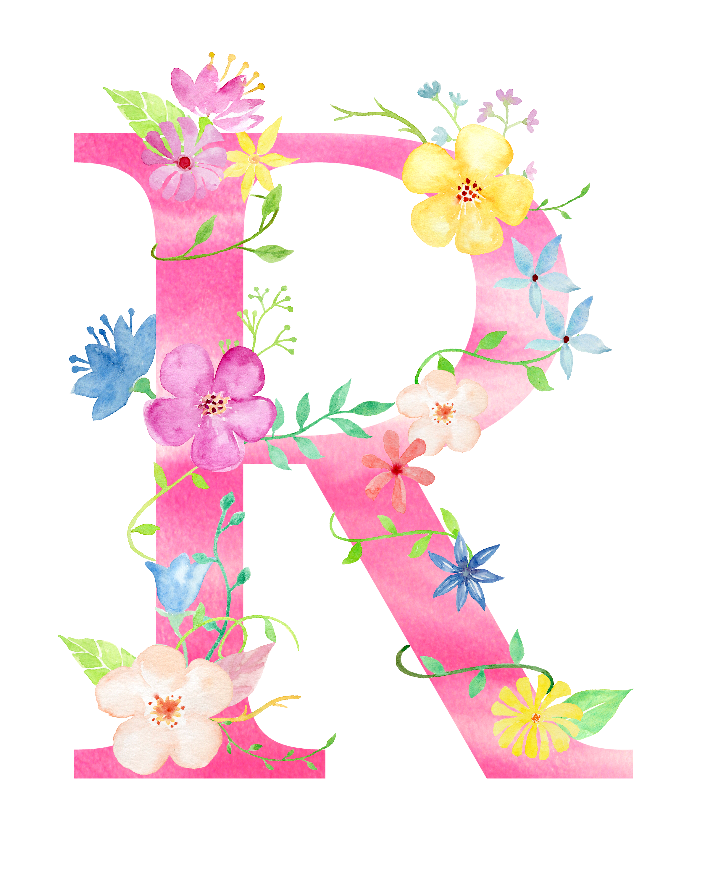 Calligraphy Floral Letters PNG High-Quality Image