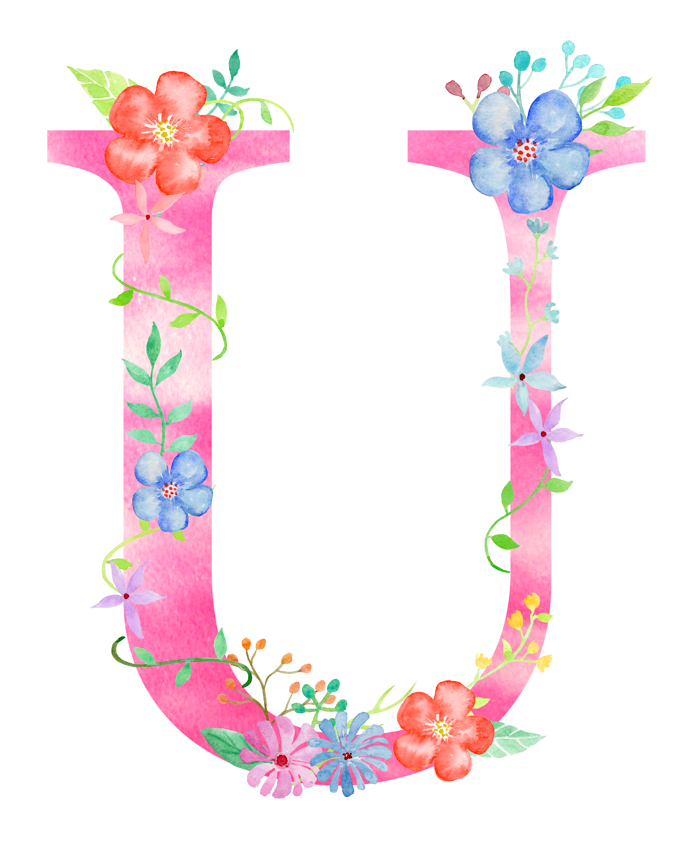 Kalligraphie-Blumenbuchstaben PNG-Bild