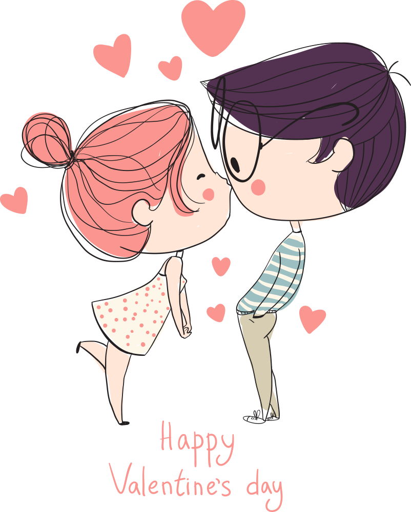 Cartoon Love Drawing PNG Background Image