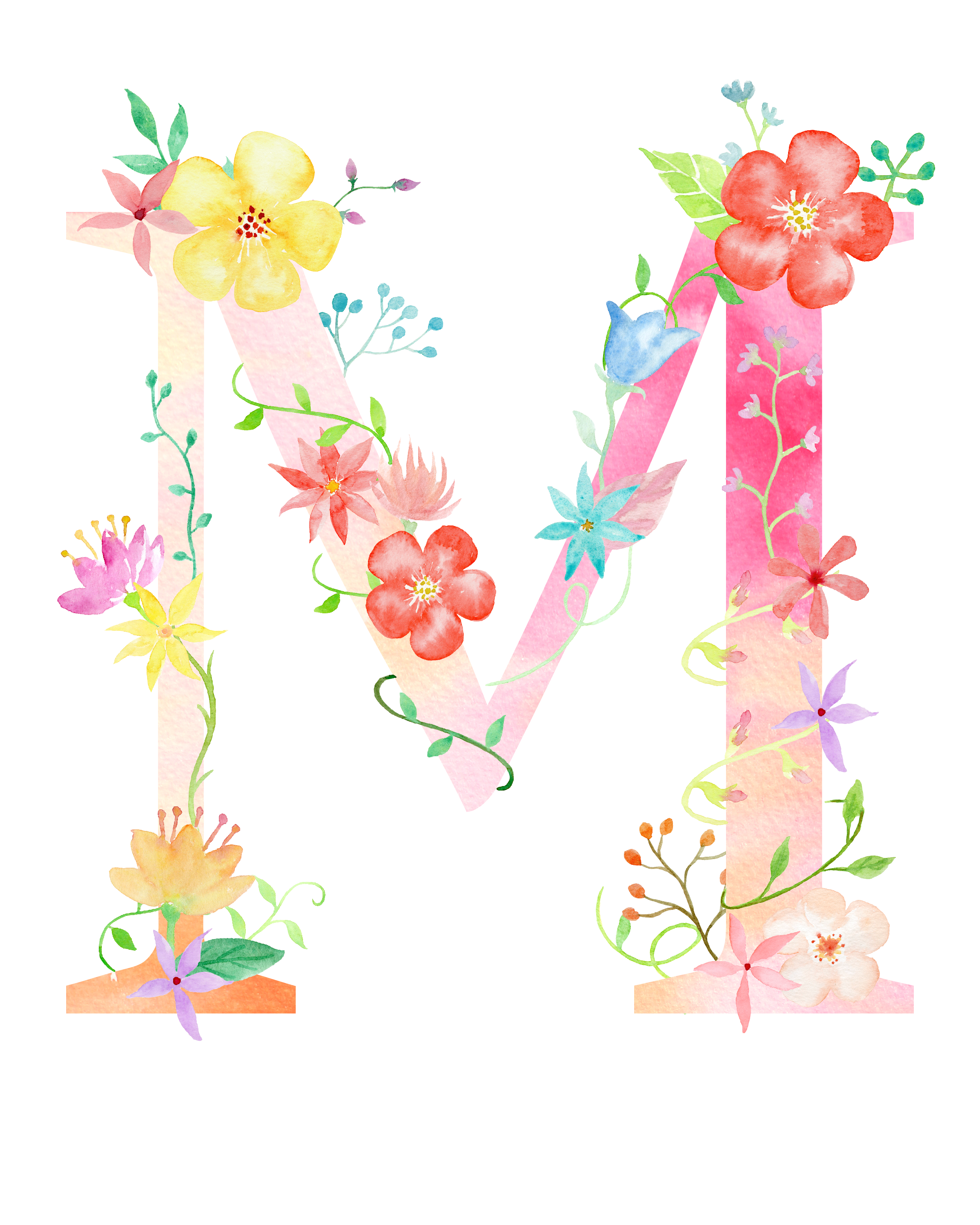 Floral Letters Free PNG Image