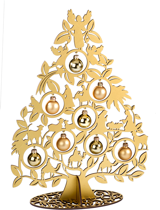 Gold Christmas Tree PNG Background Image