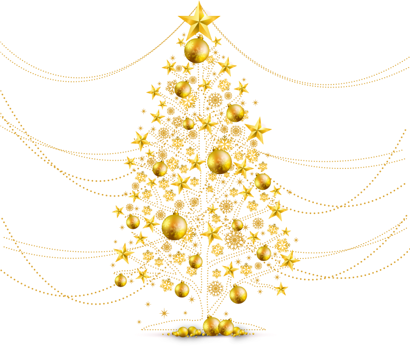 Gold Christmas Tree PNG Download Image