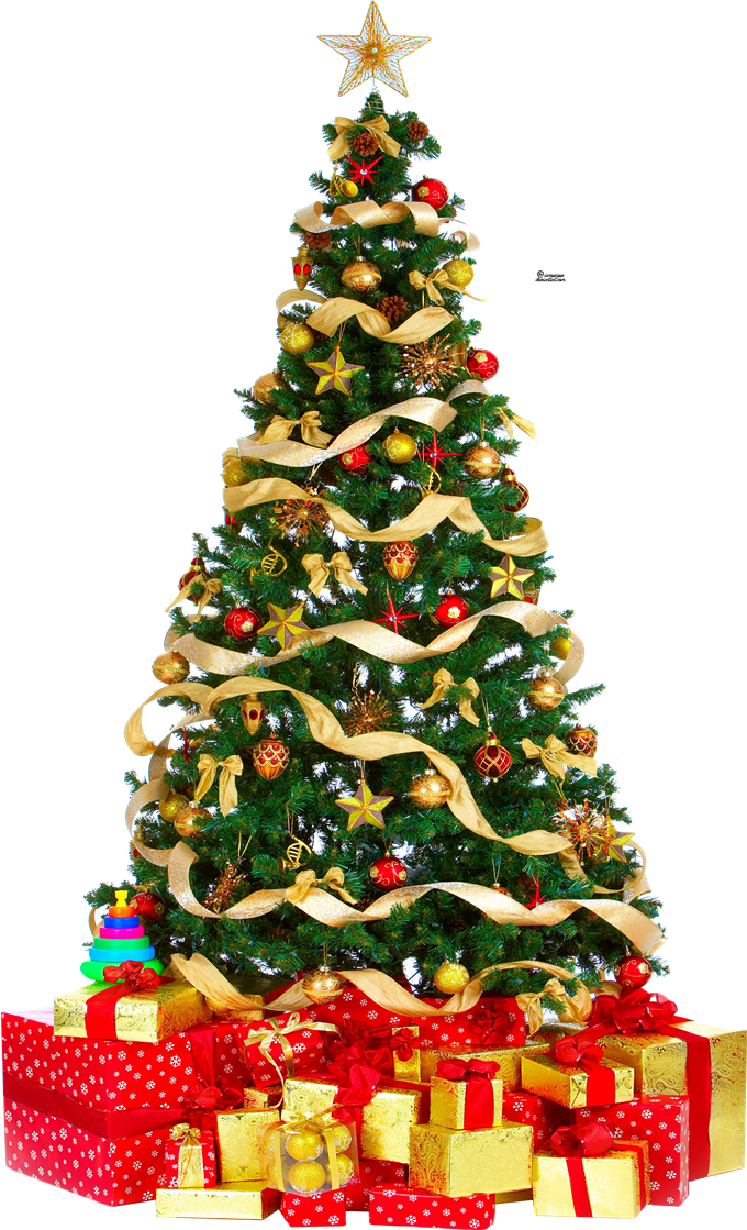 Gold Christmas Tree PNG Pic