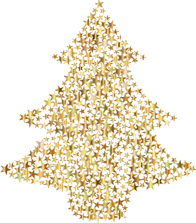 Gold Christmas Tree Transparent Image