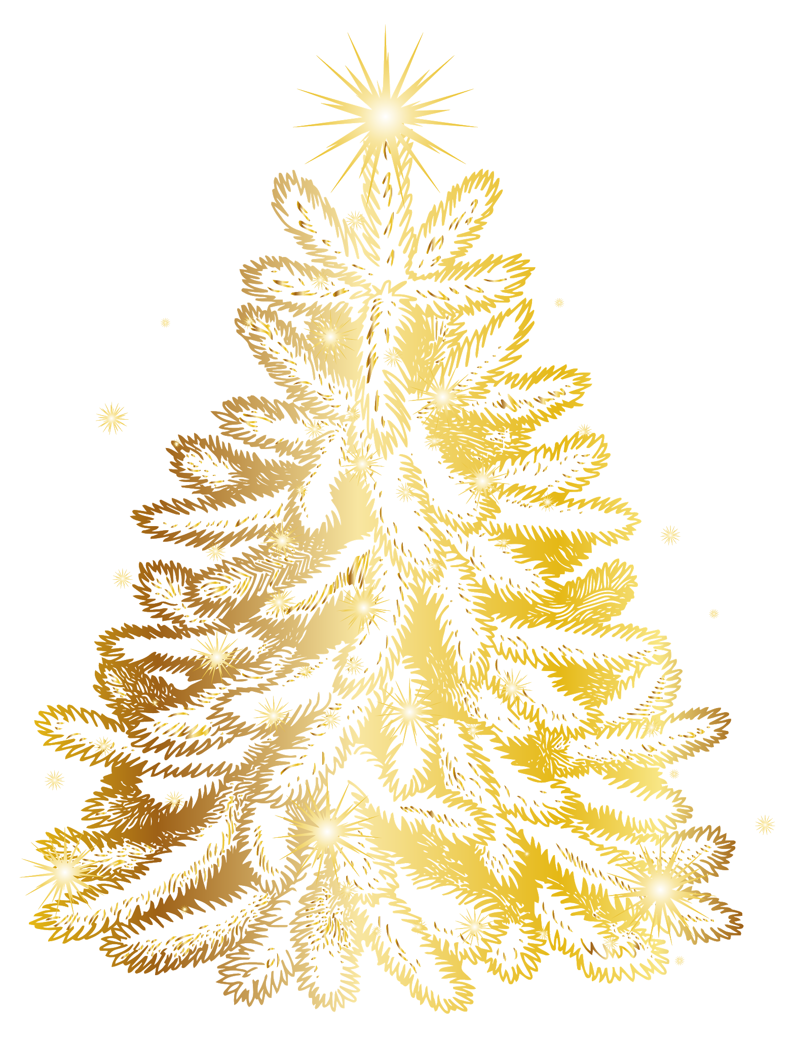 Gold Christmas Tree Transparent