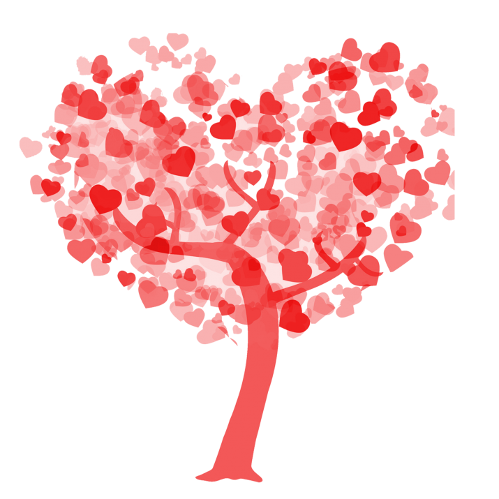 Imagen abstracta del árbol del corazón PNG de alta calidad