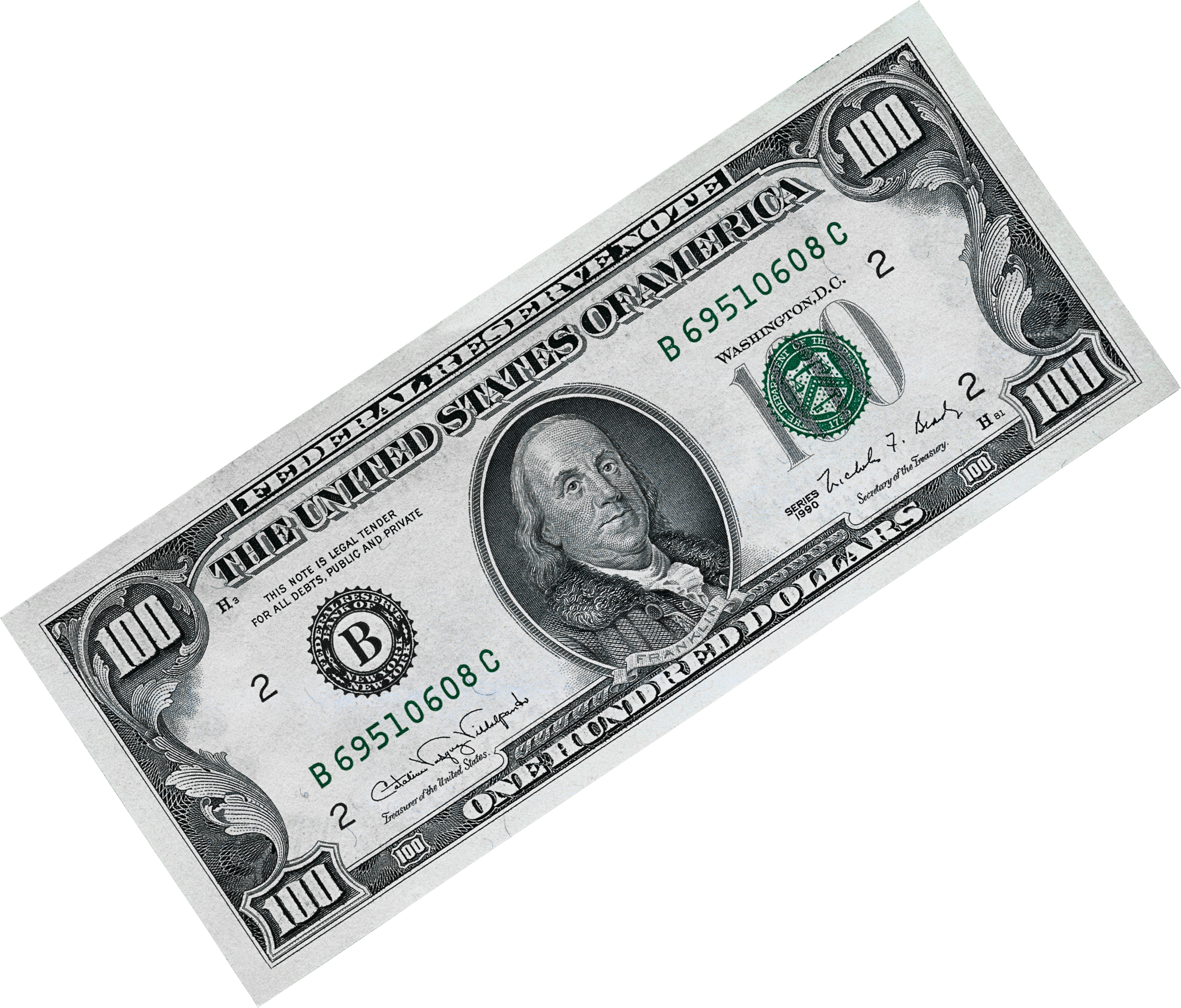 Amerikanisches Hundert-Dollar-Bill-transparentes Bild