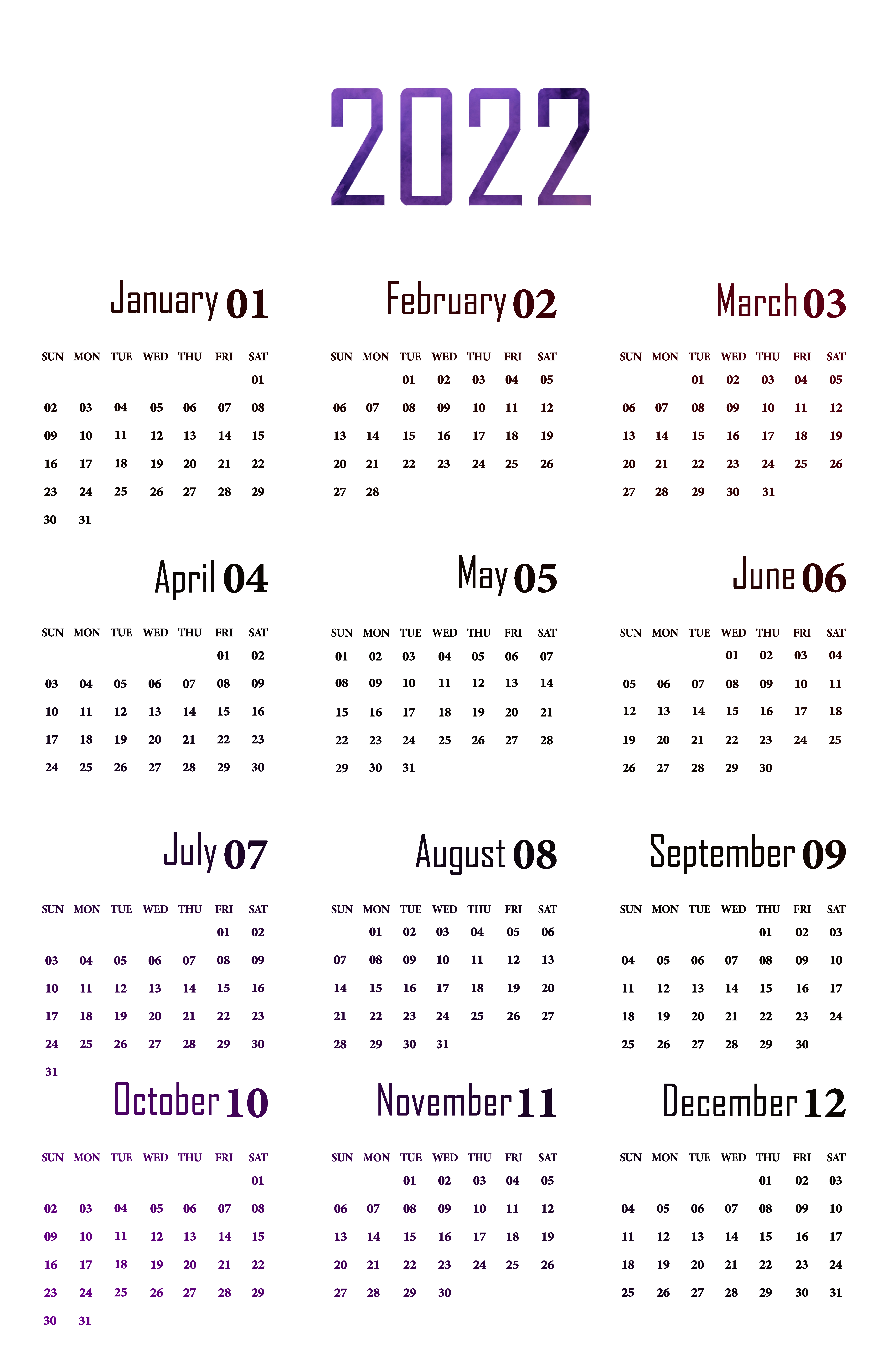 Calendar 2022 Download PNG Image