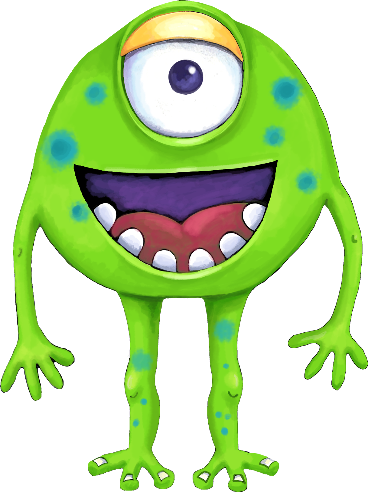 Image du PNG de monstre vert de dessin animé