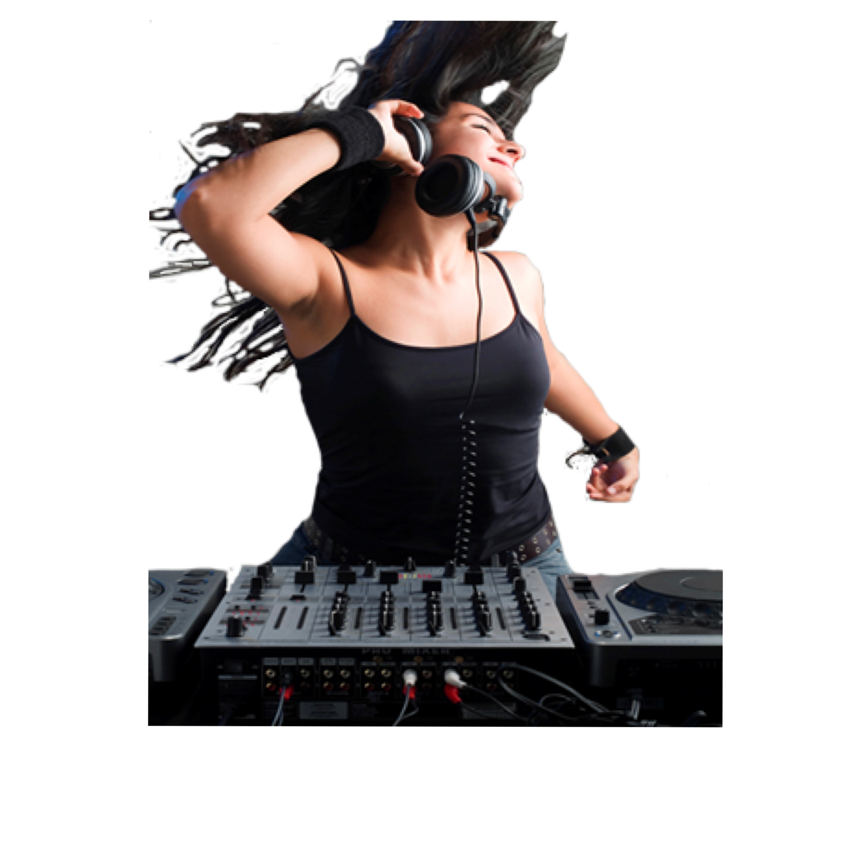 Crazy DJ Girl PNG Transparant Beeld