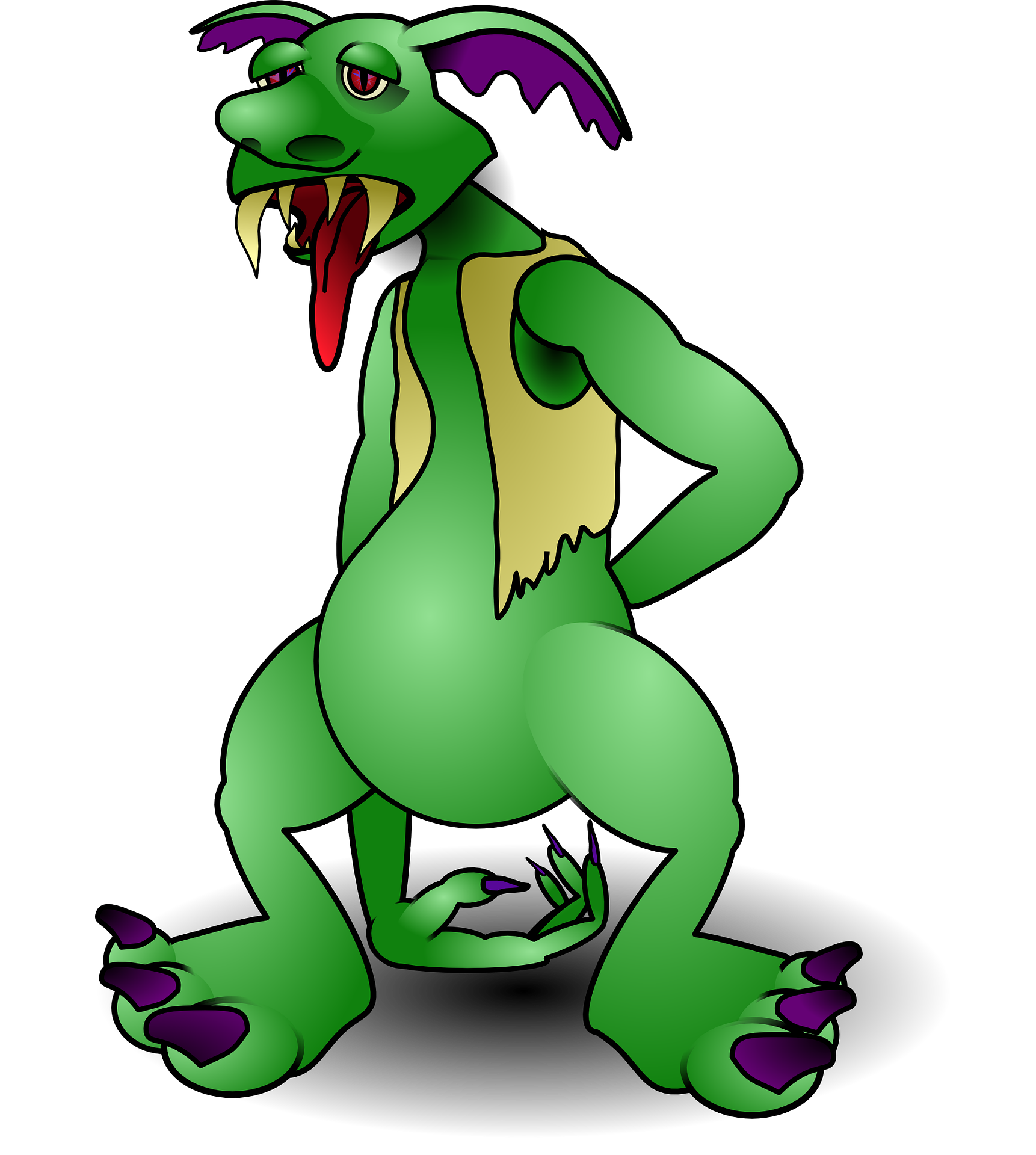 Fantasy Green Monster PNG Gambar Transparan