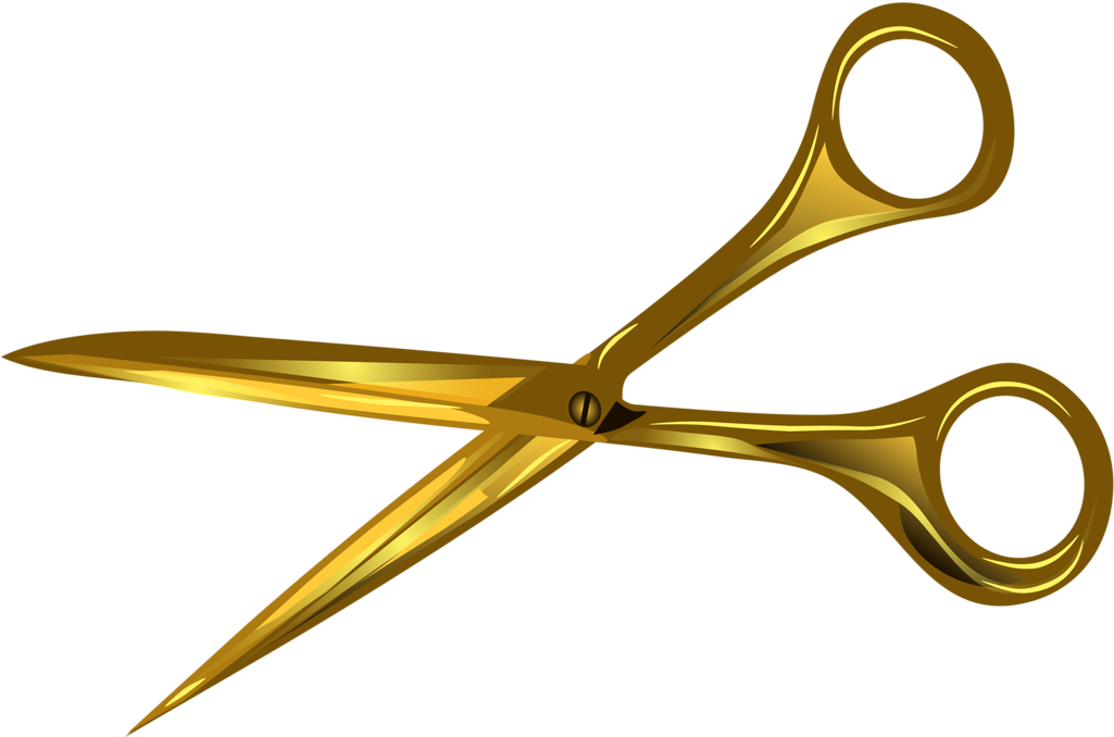 Gold Scissor Hair PNG Image Background