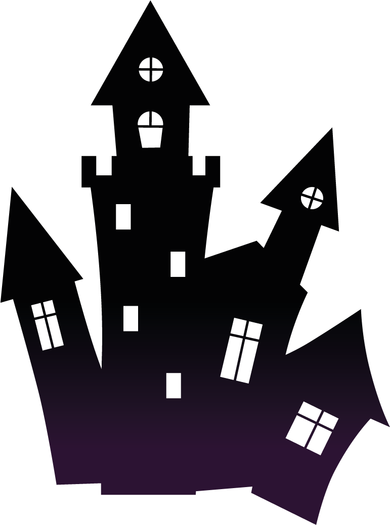 Haunted House Silhouette PNG Высококачественное изображение
