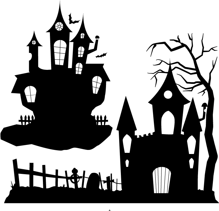 Haunted House Silhouette PNG Photo