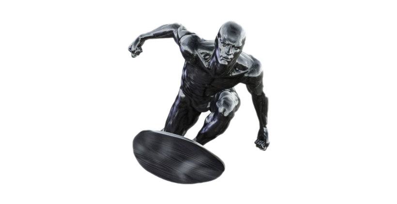 Metalen zilveren surfer PNG Foto