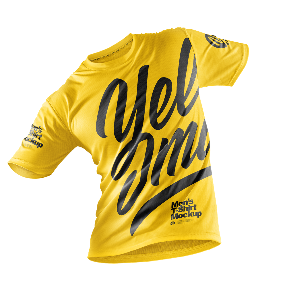 Gedrukte gele t-shirt PNG Hoogwaardige Afbeelding
