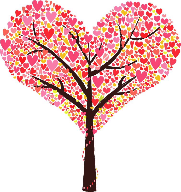 أحمر القلب شجرة مجانية PNG الصورة