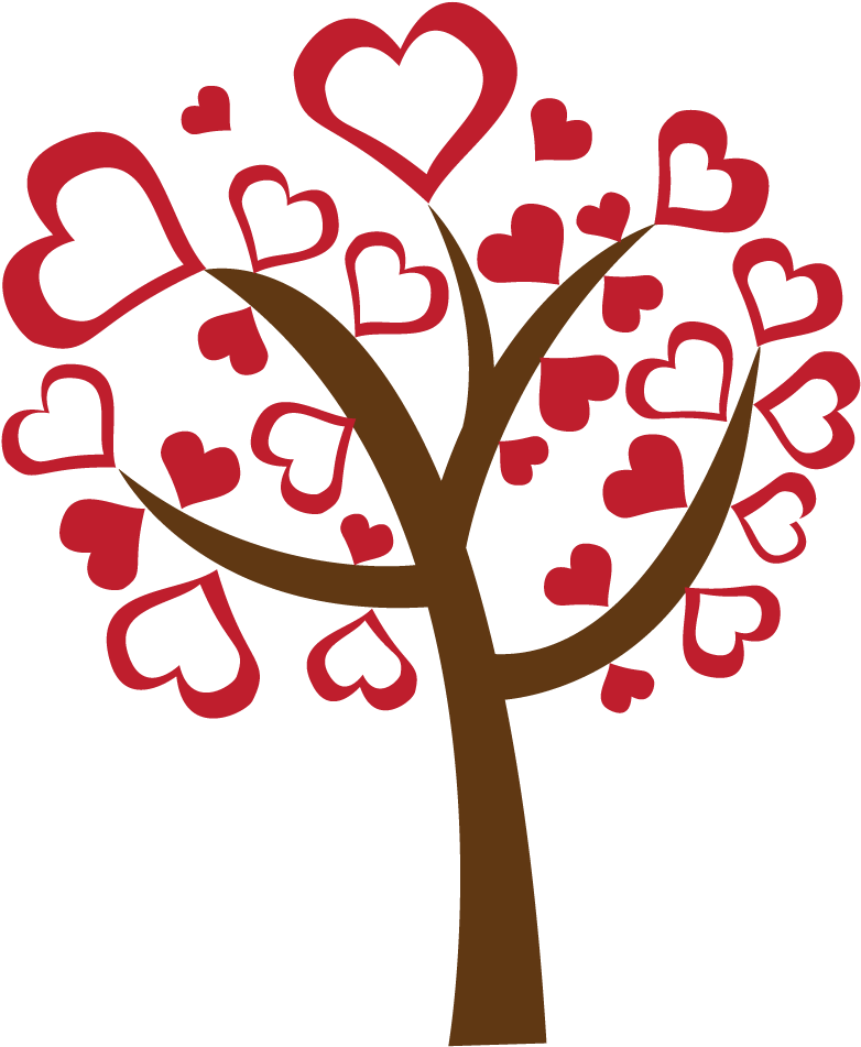 Fondo de la imagen del árbol del árbol del corazón rojo