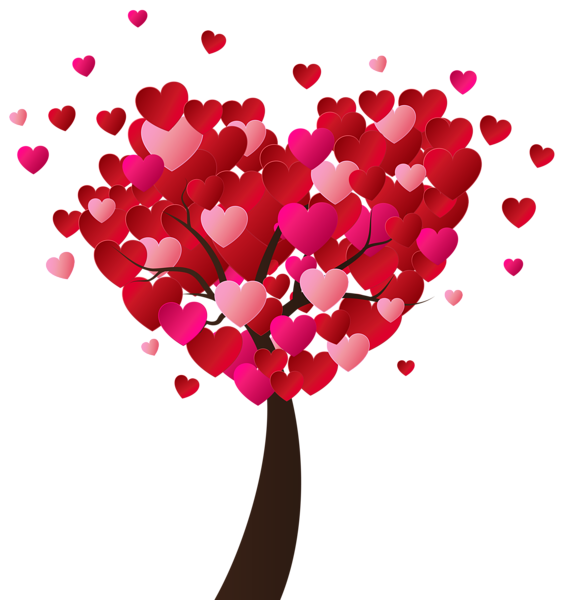 Red Heart Tree PNG Photo