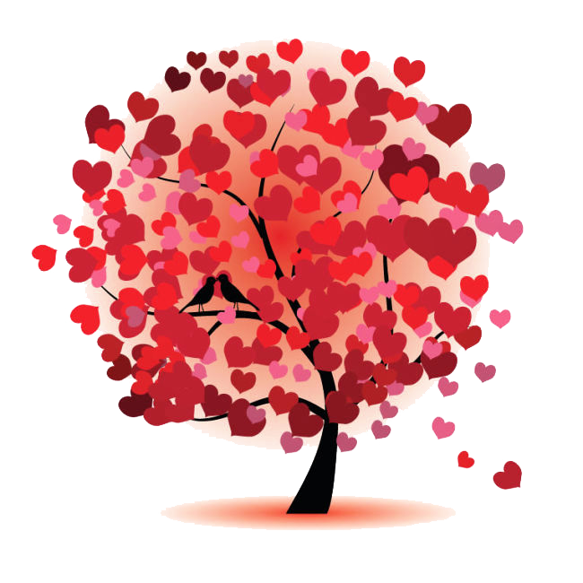 Red Heart Pohon PNG Pic