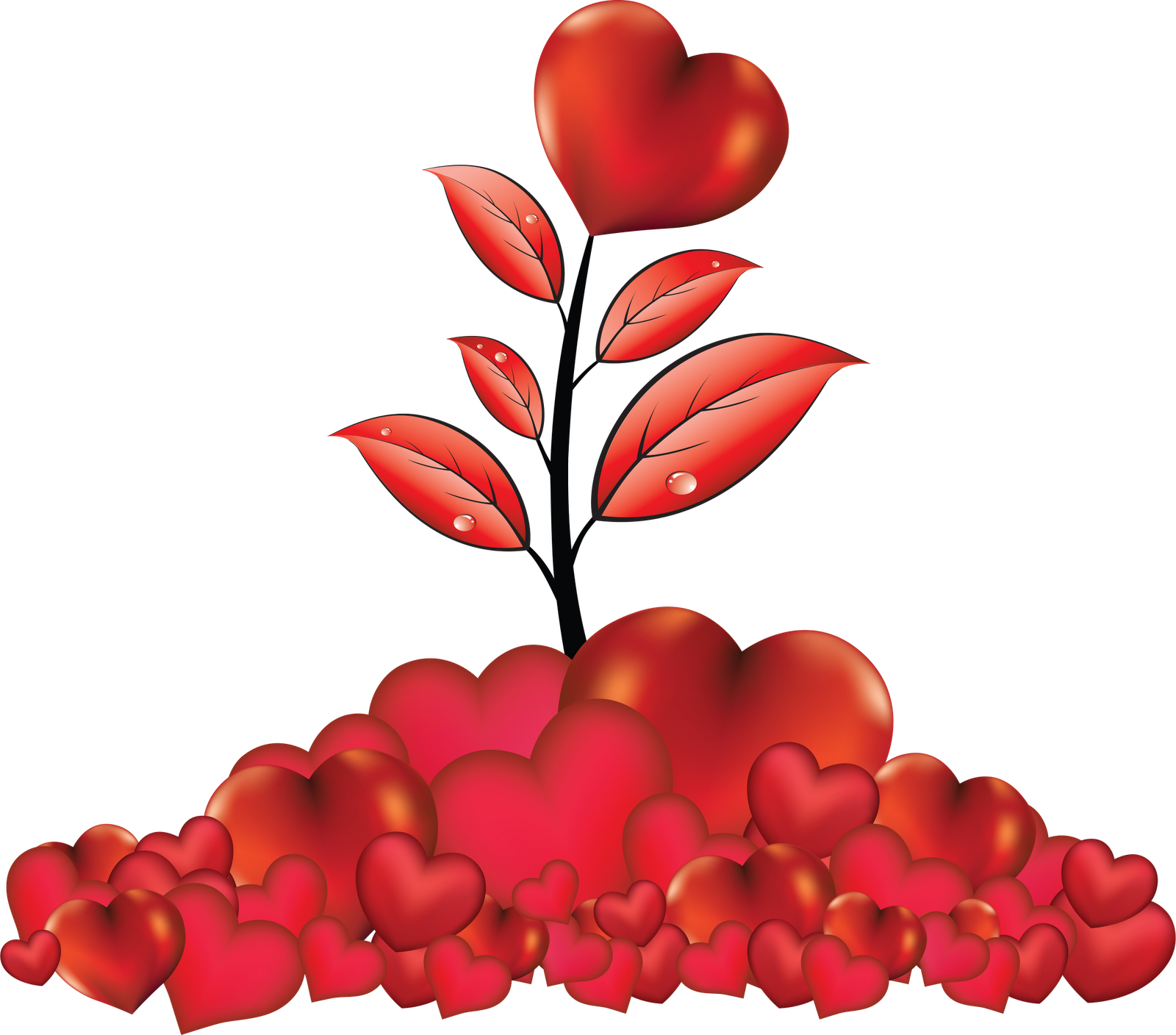 Red Heart Tree PNG Transparent Image