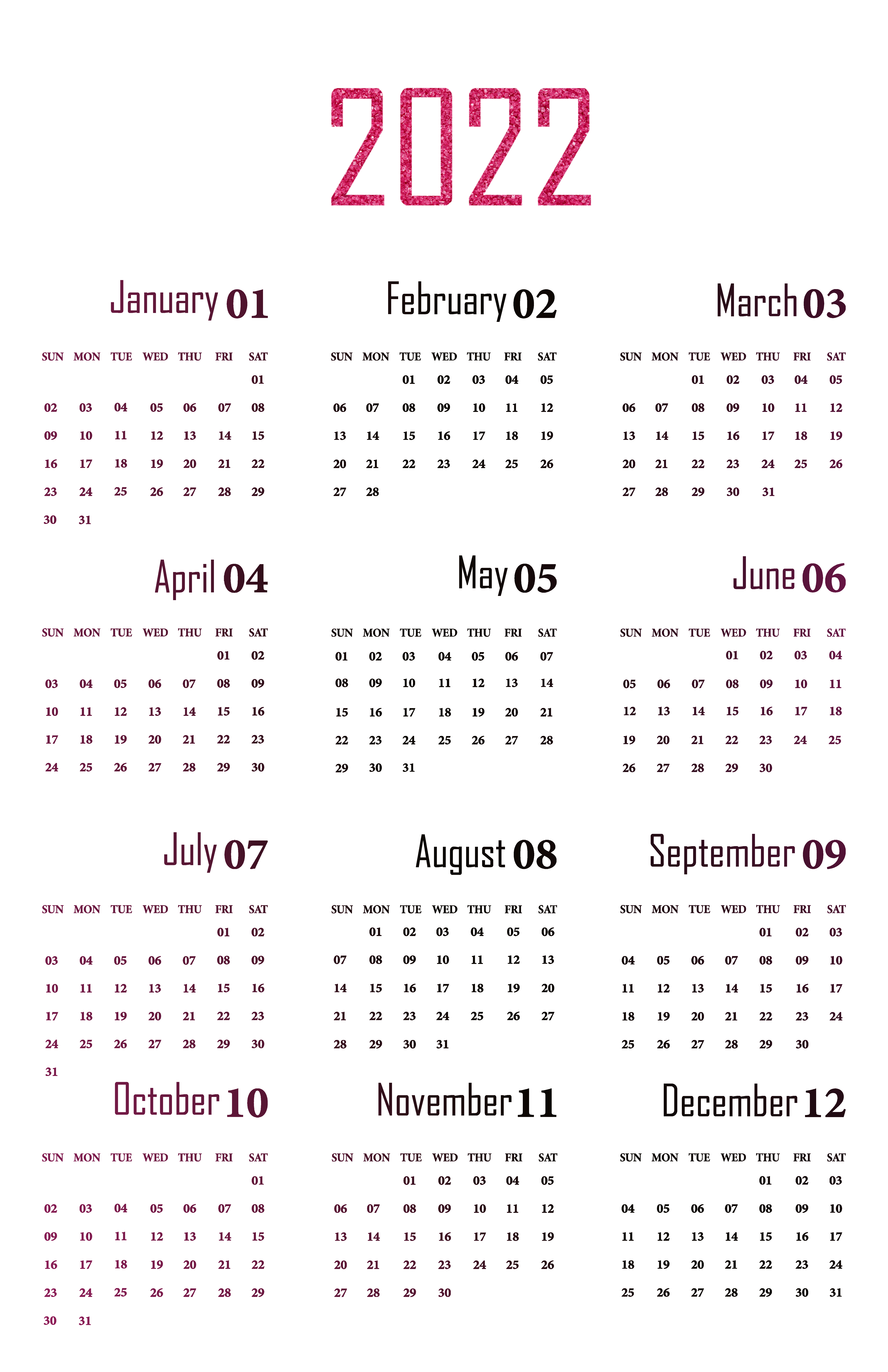 Kalender vektor 2022 PNG Gambar