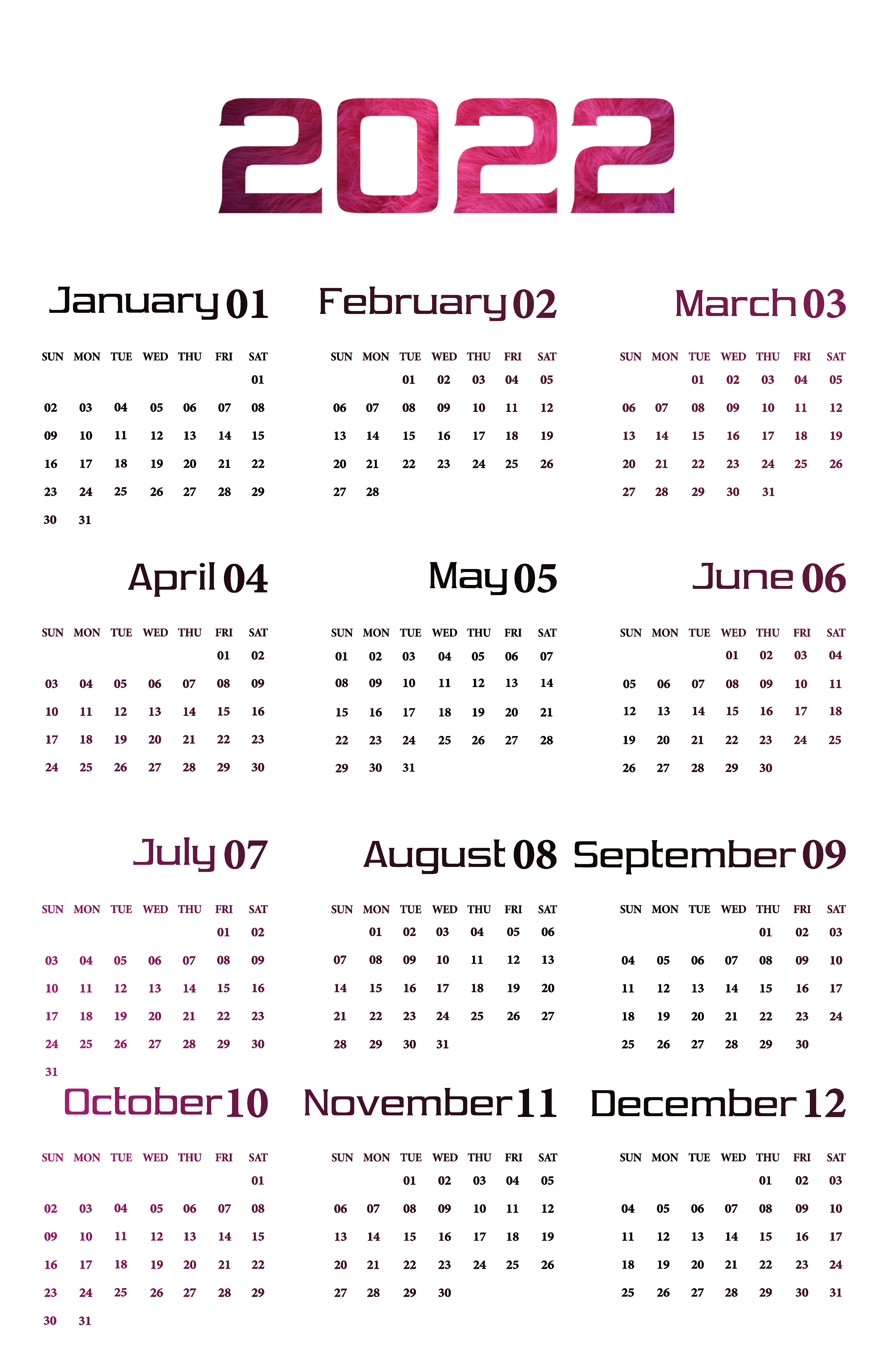 Immagine vettoriale Calendario 2022 Immagine Trasparente