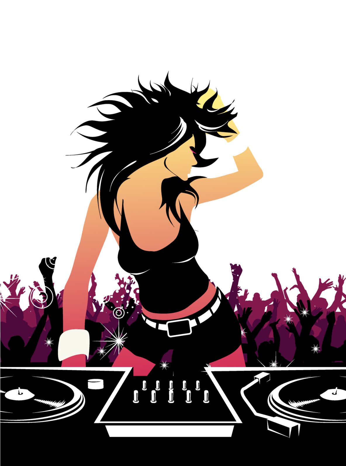 Vector DJ Girl PNG Image Background