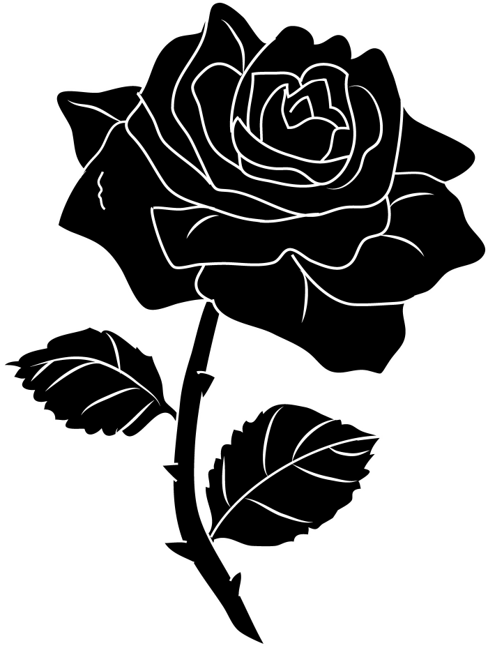 Image clipart rose noir et blanc