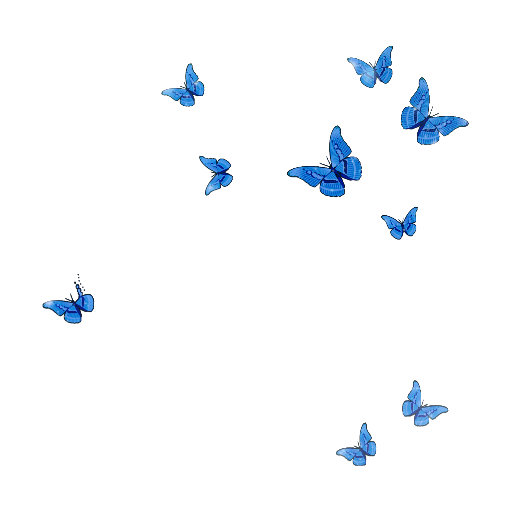 Transparentes Bild fliegende blaue Schmetterlinge