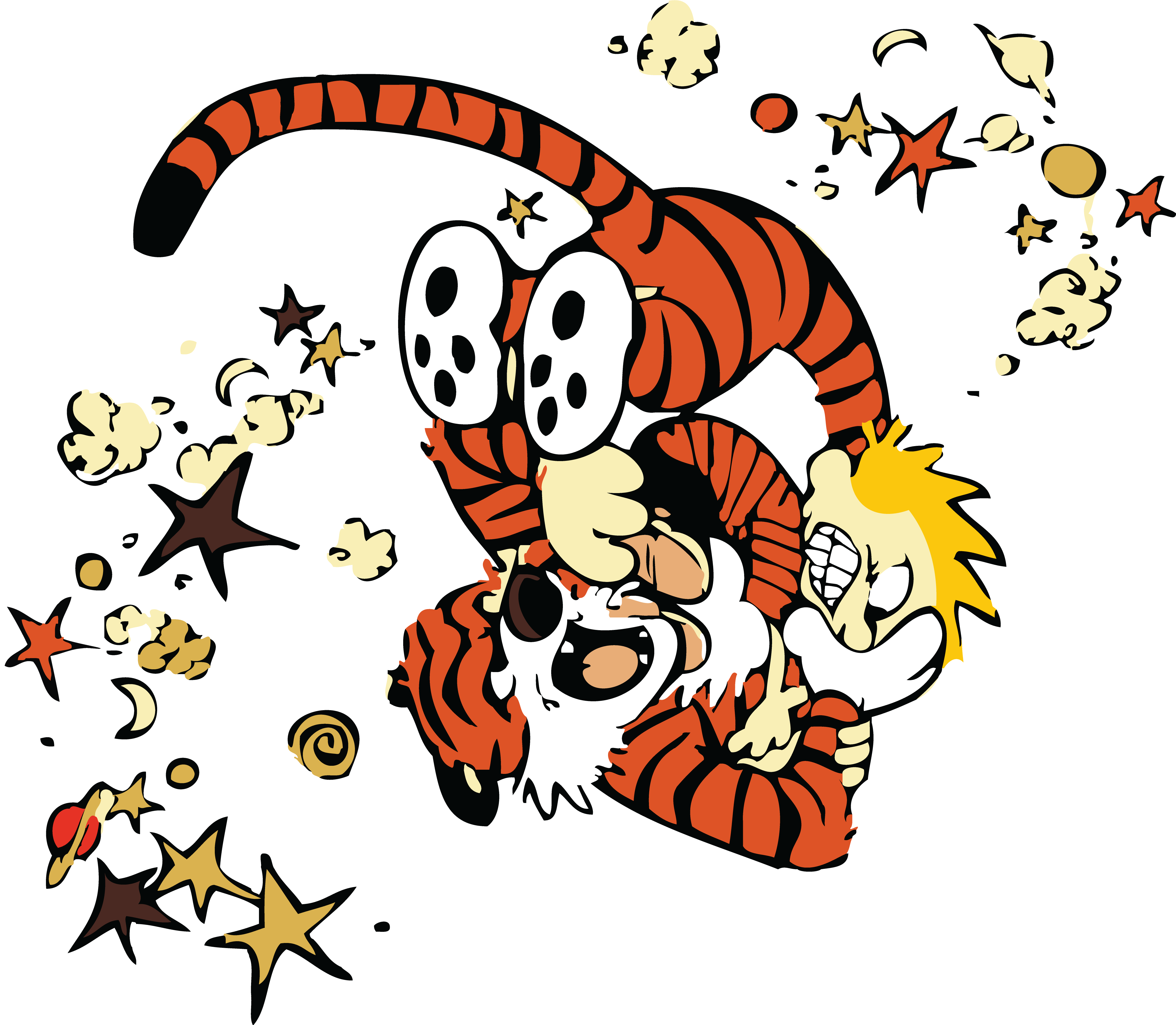Lustiger Calvin und Hobbes-transparentes Bild