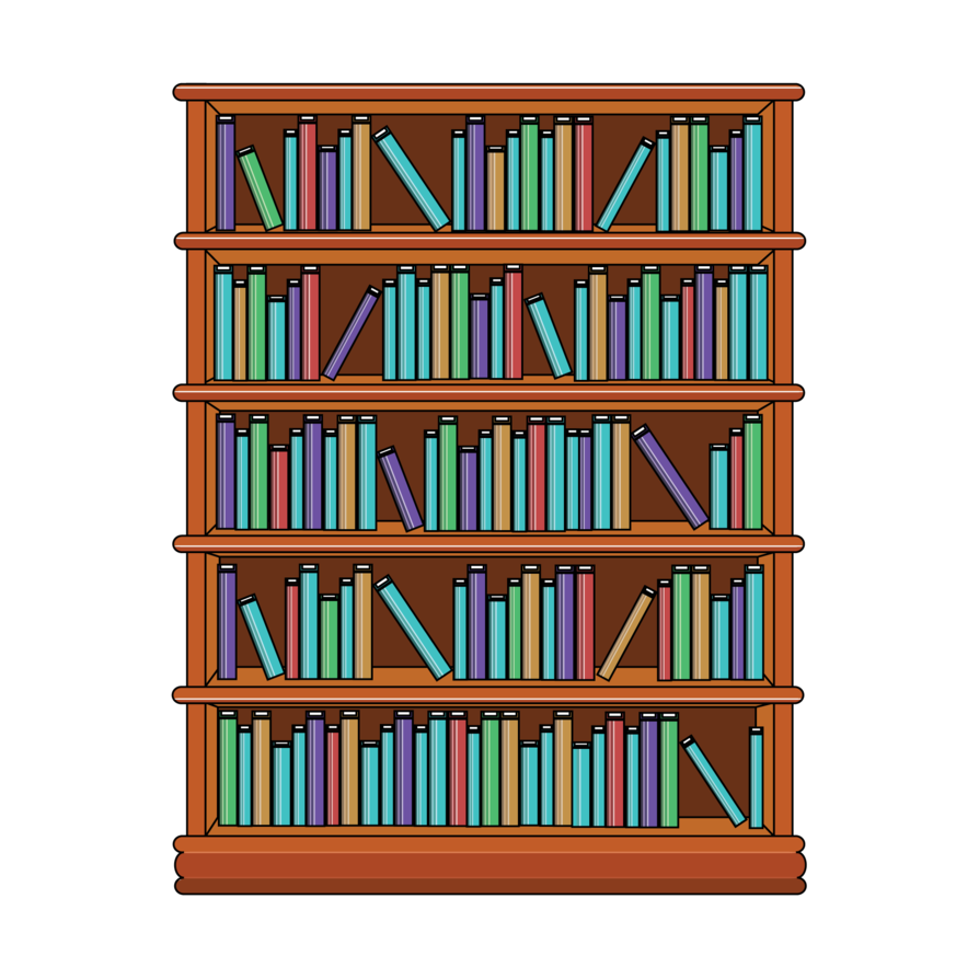 Vector Bookshelf PNG Gratis Download