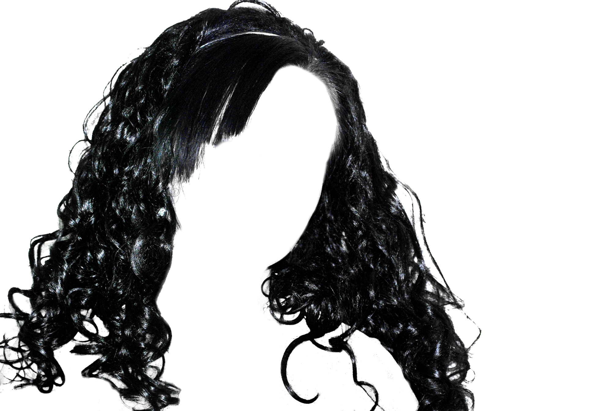 Zwart krullend haarvrij PNG-beeld