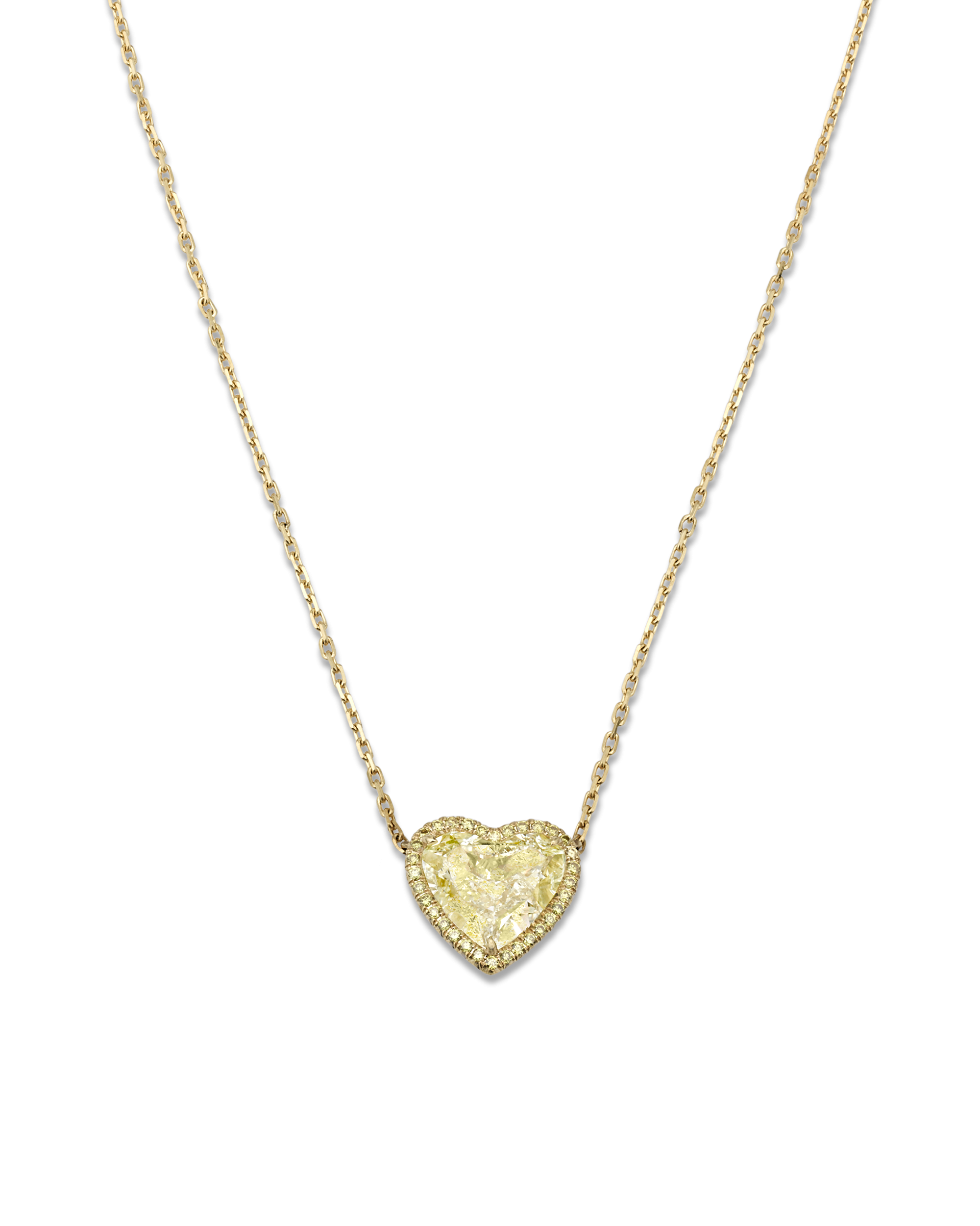Natural Fancy Light Yellow Diamond Heart Necklace Carats PNG