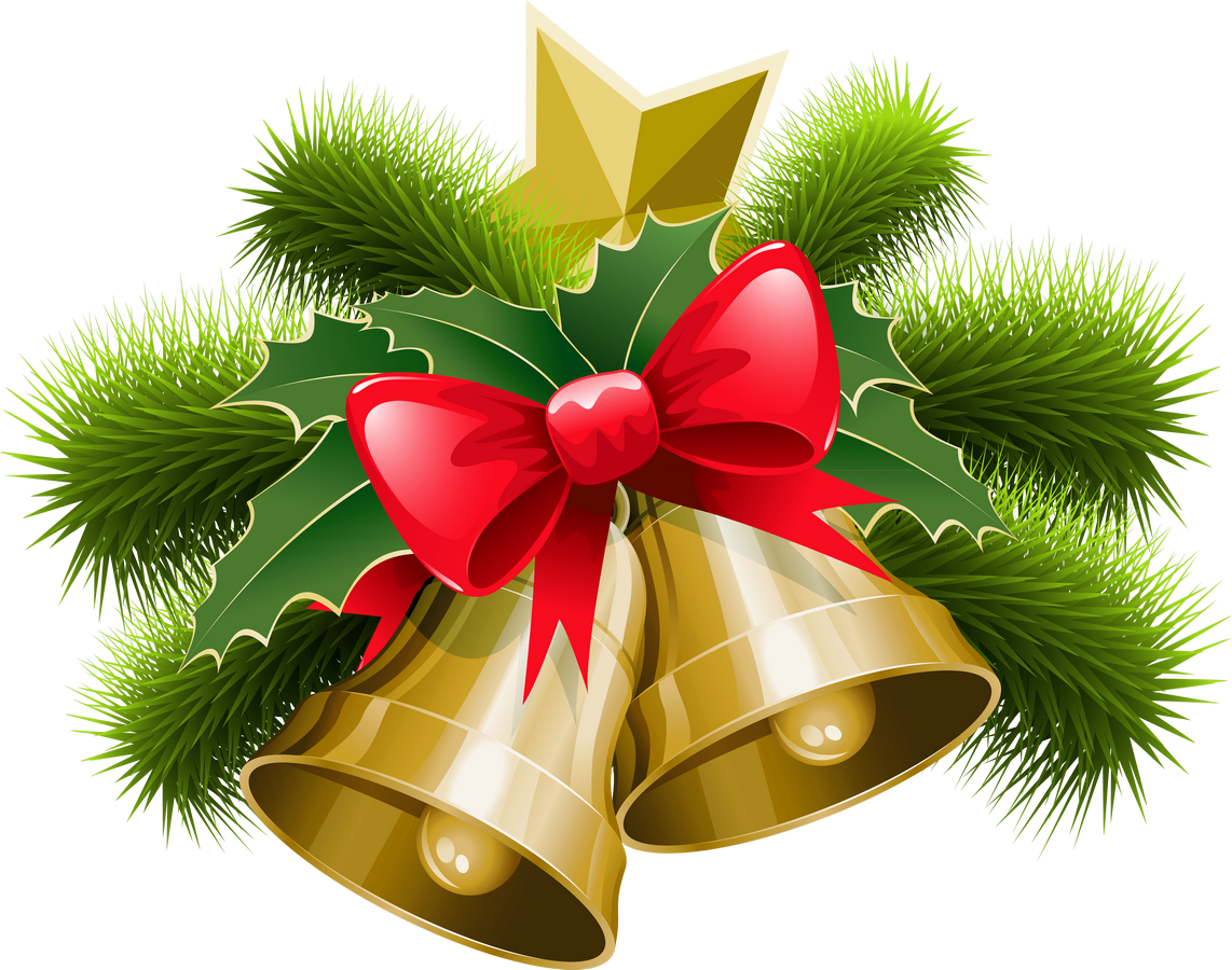 Gold Merry Christmas Bell PNG Pic