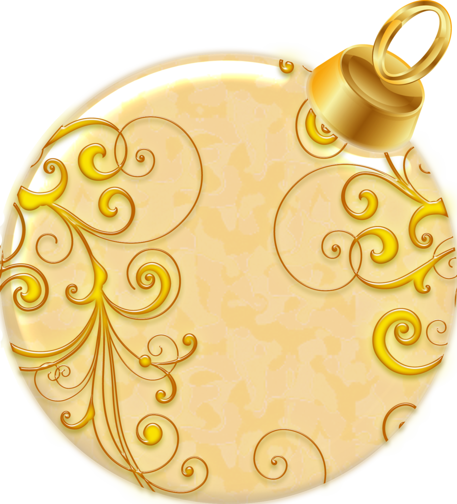Gold Merry Christmas Ornaments PNG Image