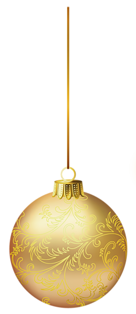 Gold Merry Christmas Ornaments PNG Pic HQ