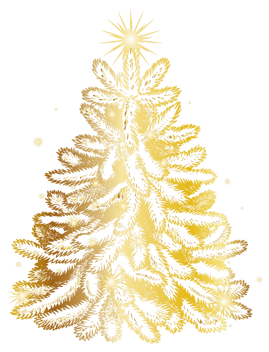 Gold Merry Christmas Tree PNG HQ Picture