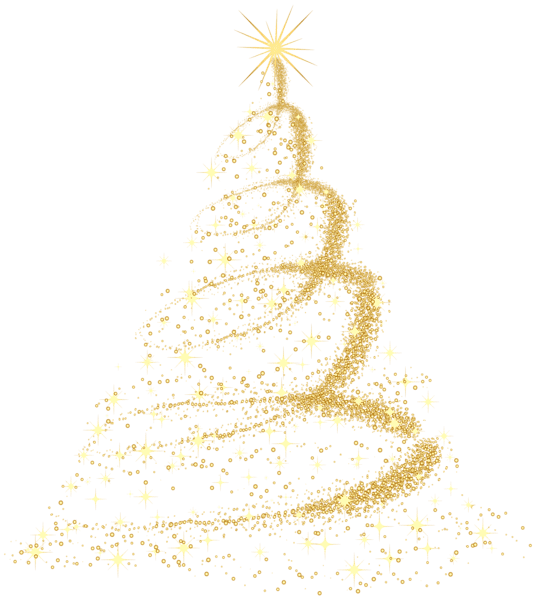 Gold Merry Christmas Tree PNG Image