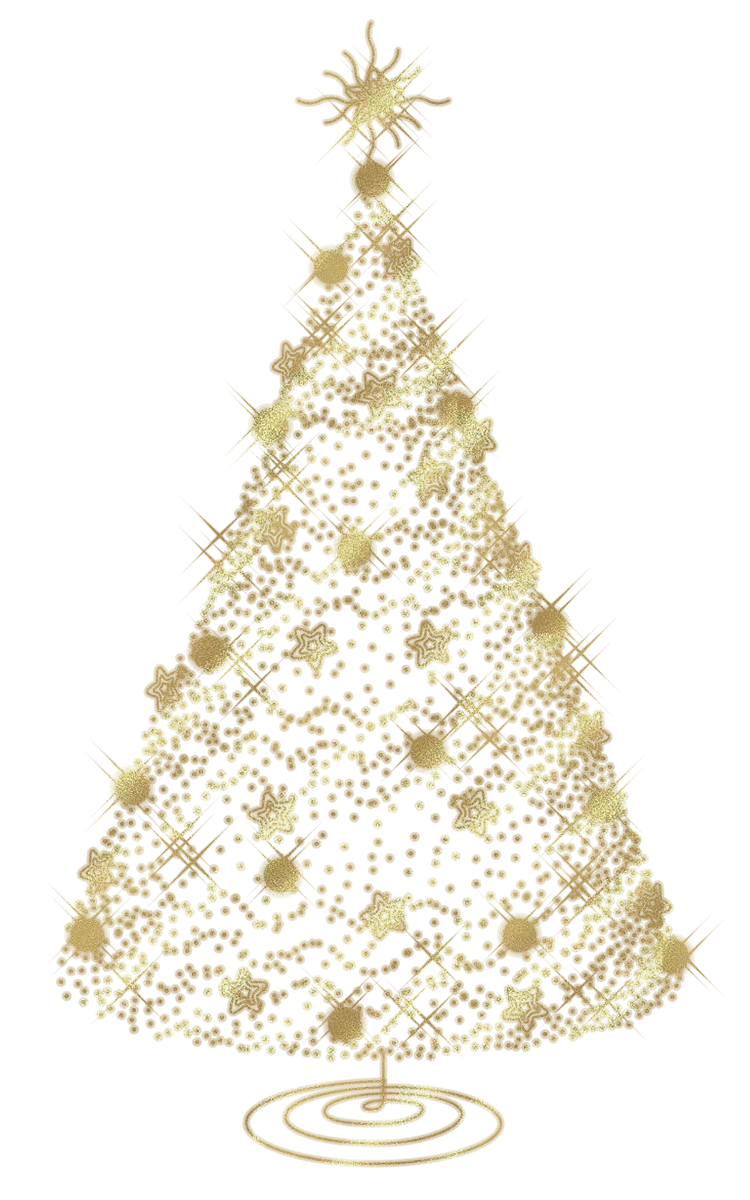 Gouden vrolijke kerstboom PNG Foto
