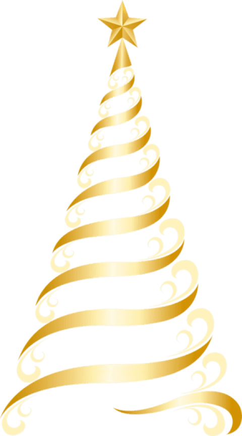 Gold Merry Christmas Tree PNG Pic HQ