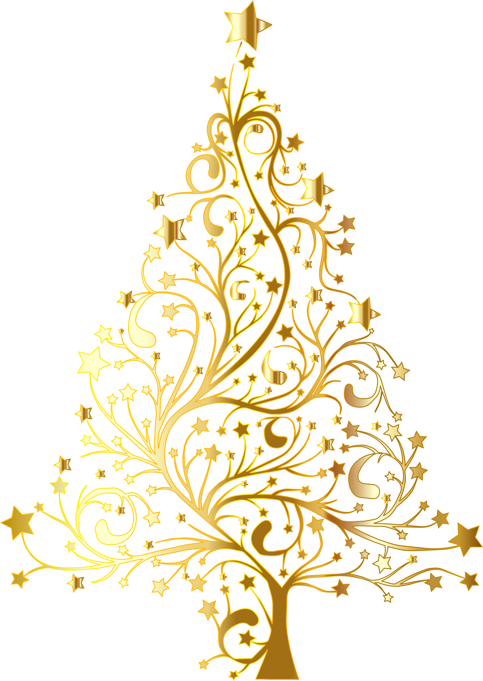 Gold Merry Christmas Tree PNG Gambar