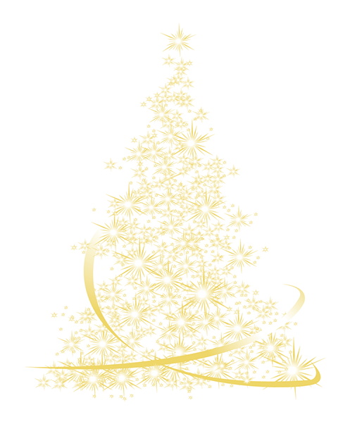Gold Merry Christmas Tree Transparent HQ